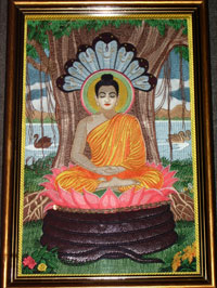 Embroidery Art: Burmese Buddha in picture frame