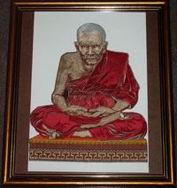 Embroidery Art: Burmese Monk in picture frame