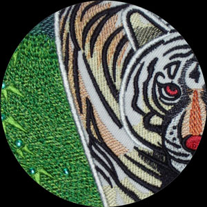 Embroidery Art close-up-view: White Tiger
